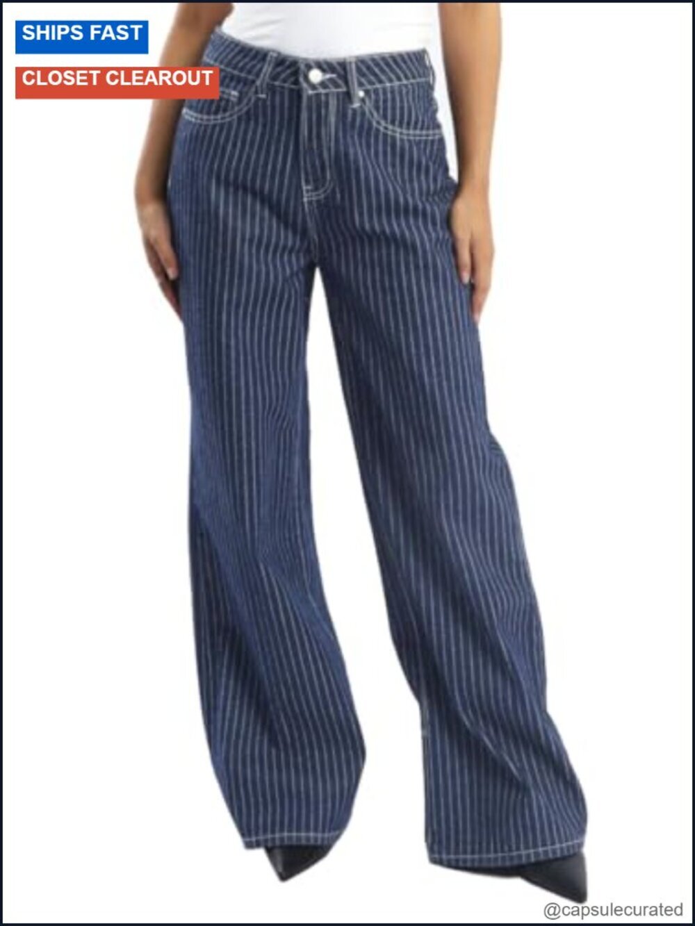 Striped Baggy Barrel Jeans Wide Leg Denim Pants